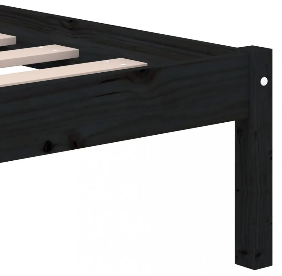 fekete tömör fa ágykeret 150 x 200 cm (King Size)