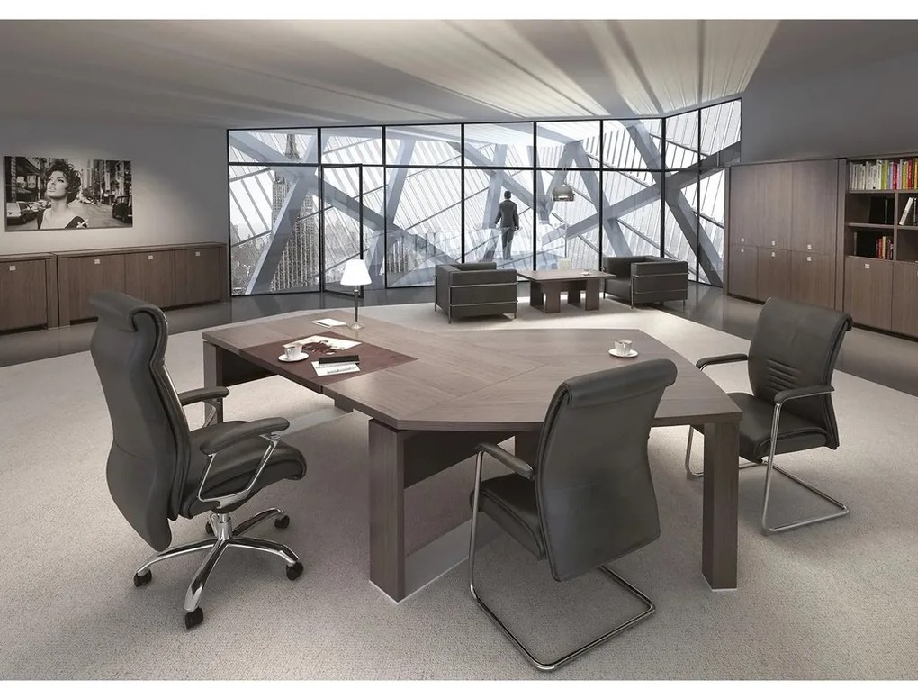 Verno ergonomikus asztal 200 x 200 cm, bal, antracit tölgy