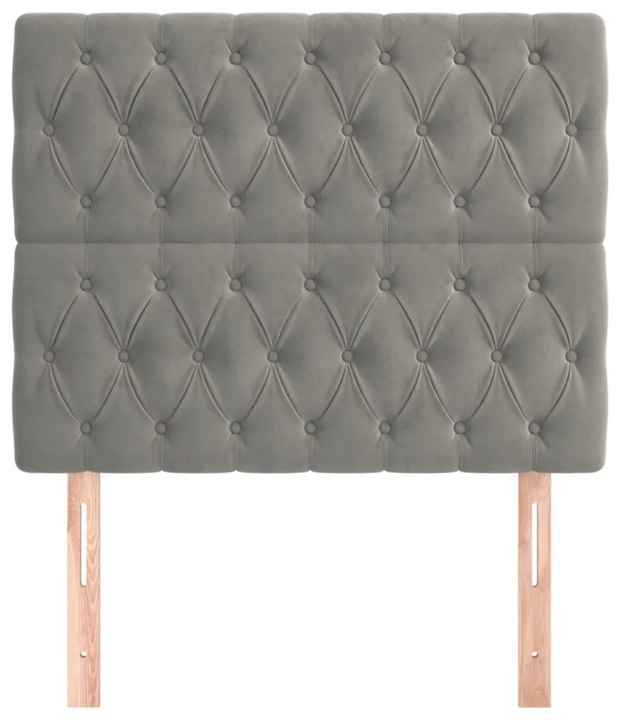 világosszürke bársony fejtámla 100x7x118/128 cm