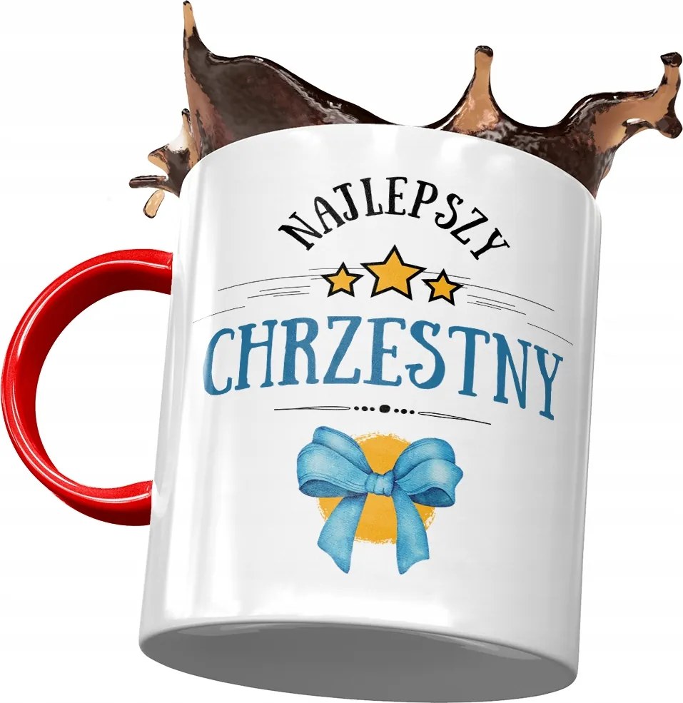 Piros Bögre Keresztelőre Születésnapra Ajándék Nyomtatott Fotóval