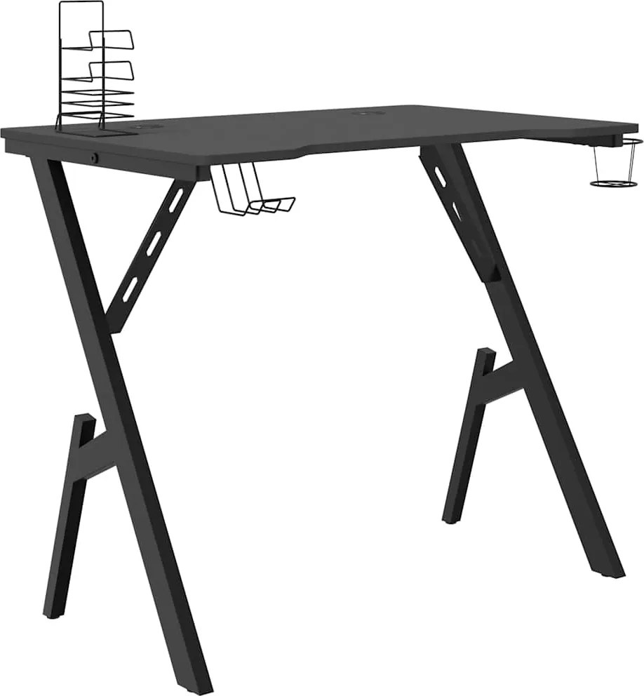 vidaXL fekete Y-lábú gamer asztal 90 x 60 x 75 cm