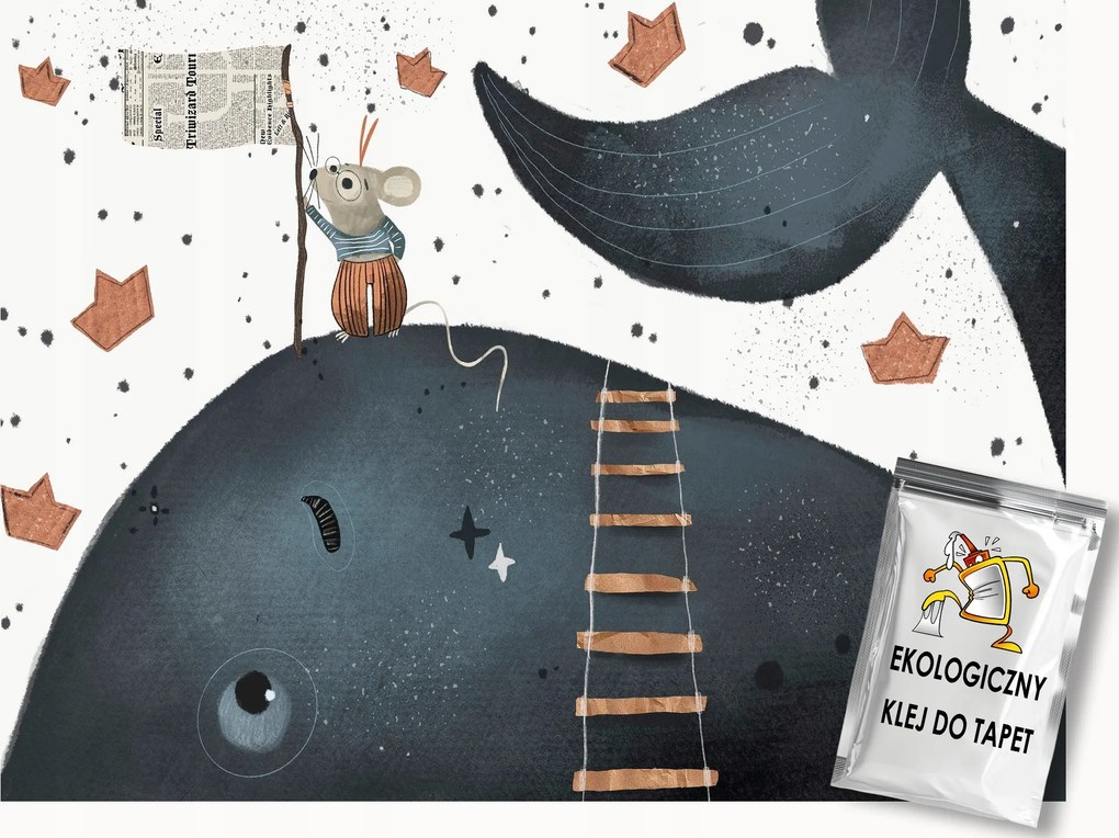 Fotótapéta Flizelina Gyerekek Állatok Bálna Egér Hajóút Álom 200x140 ragasztó