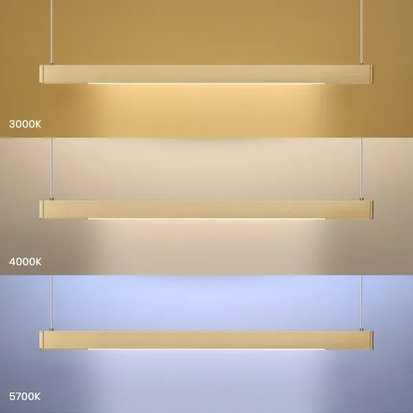 LED csillár LINEA, kábellel függesztett, 36W/230V, 3000/4000/5700K, CRI 90, arany