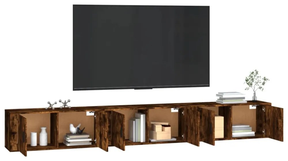 3 db füstös tölgy színű fali TV-szekrény 100 x 34,5 x 40 cm