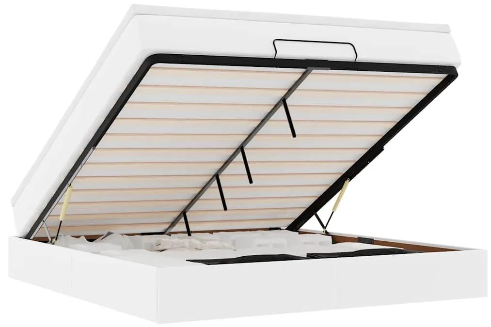 Ottomán ágykeret matraccal fehér 180x200cm műbőrrel