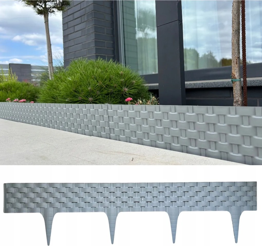 Palisada gyepszegély Rattan 0,8 mb szürke Kerti dekorációs