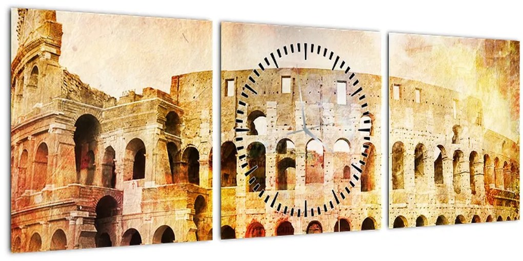 Kép - Digitális festészet, Colosseum, Róma, Olaszország (órával) (90x30 cm)