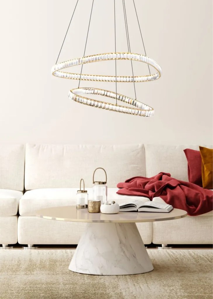 ZUMA LINE MD3169-2-3GT ATHESA Kristály Függesztett Lámpa Arany LED IP20