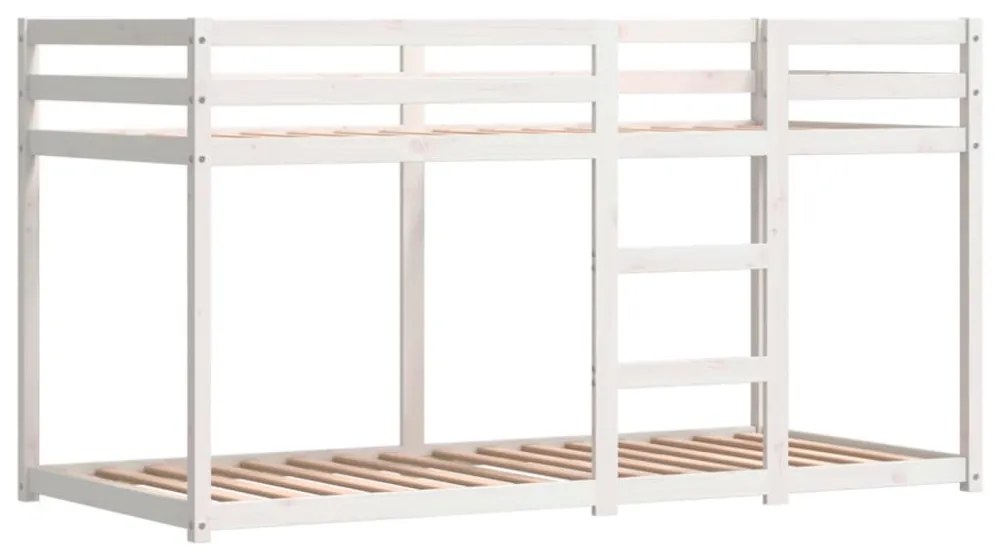 fehér/fekete tömör fenyőfa emeletes ágy függönyökkel 80x200 cm