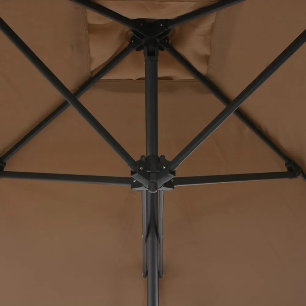 tópszínű kültéri napernyő acélrúddal 250 x 250 cm