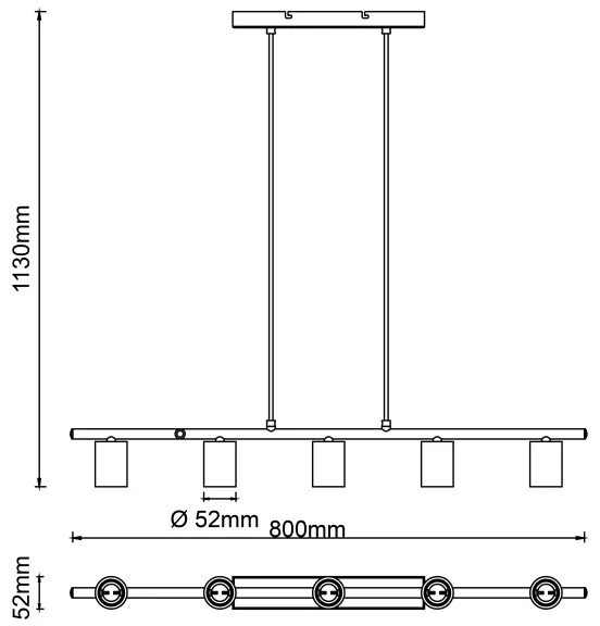Brilliant - Függőlámpa kábellel KERRY 5xE27/40W/230V fekete/bambusz