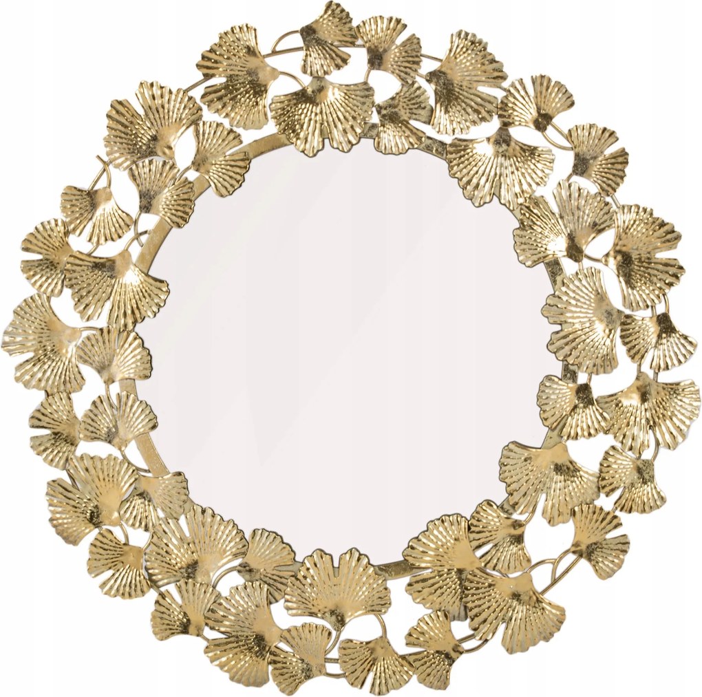 Kerek díszített tükör arany levelek dekoráció