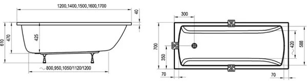 Ravak CC31000000 - Kád CLASSIC 150x70 cm akril/fehér