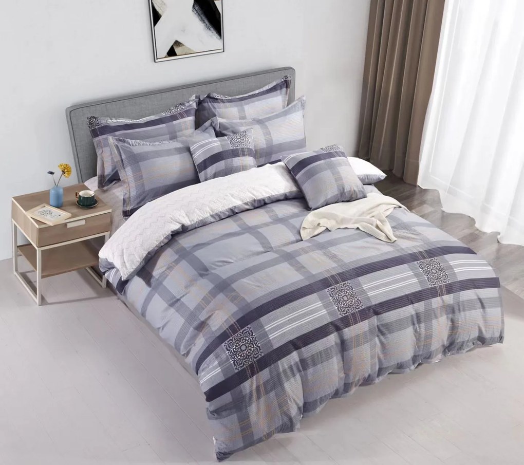 3 részes lepedők Krepp polycotton Olivia kék 200x140cm+90x70cm TiaHome