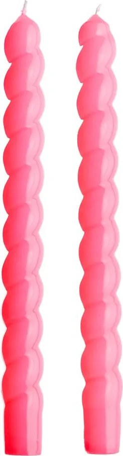 TWISTED gyertya szett 2db, fényes pink 25 cm