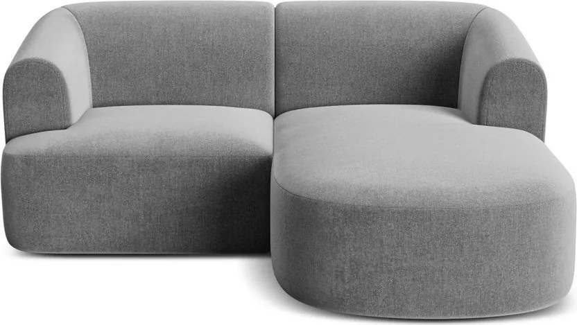 Világosszürke bársony sarokkanapé (jobb oldali-heverő résszel) Campi – Cosmopolitan Design