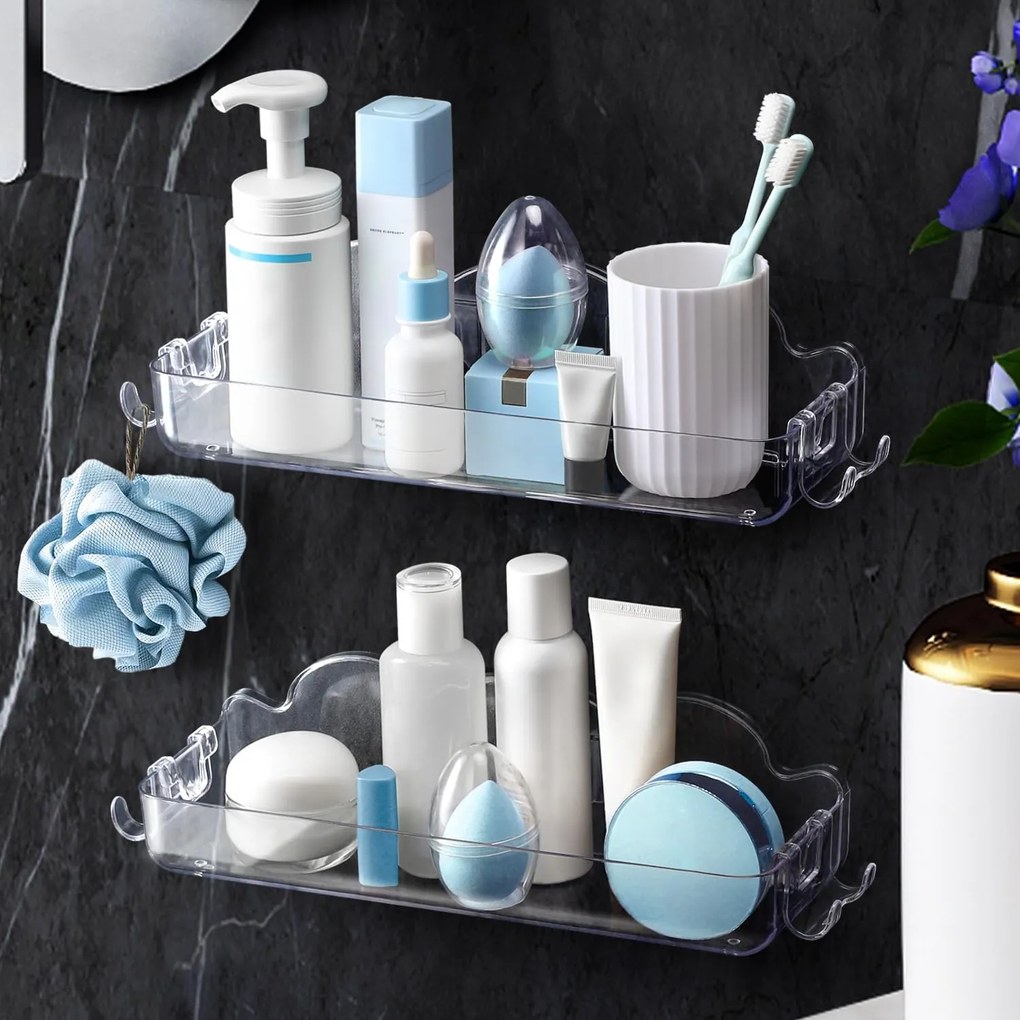 2 db fúrás nélküli zuhanypolc és 4 db akasztó szett