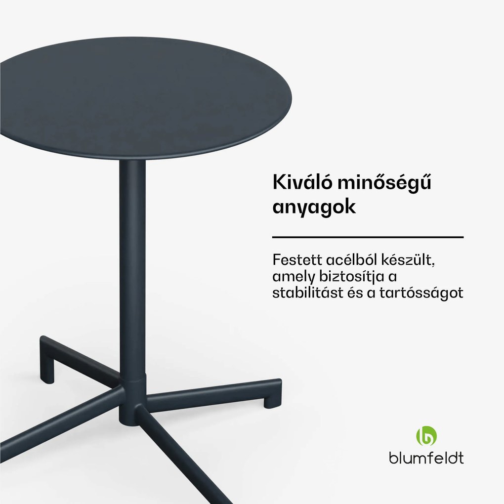 Blumfeldt UrbanEdge bisztró asztal, bárasztal, 60 cm, összecsukható, porfestett, időjárásálló