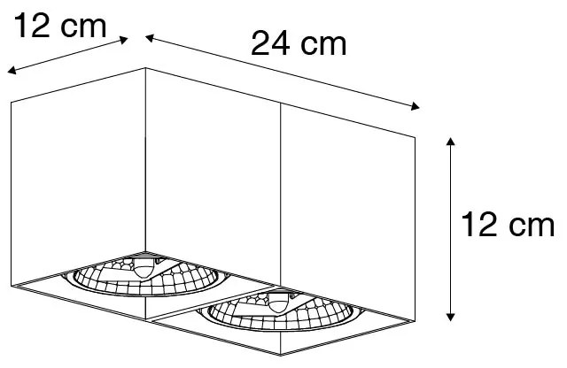 Design spotlámpa fekete téglalap alakú 2 lámpás - Box