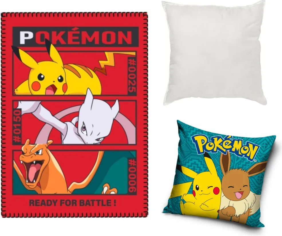 Pokémon Battle Eevee polár takaró, párnahuzat és párna szett 3 db-os