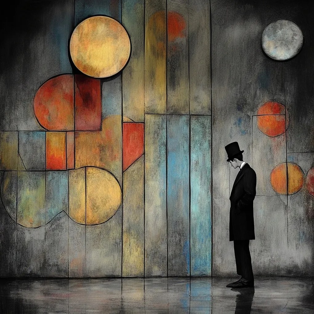 Vászonkép Canvas Absztrakt Geometria Férfi Henger Gondolat 80x80