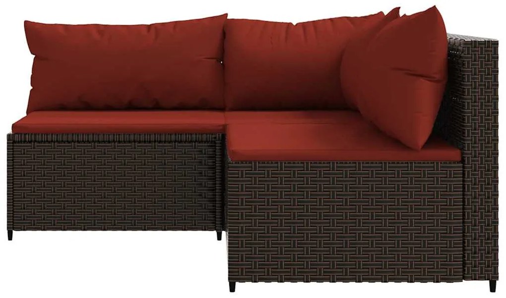 3 részes barna polyrattan kerti ülőgarnitúra párnával