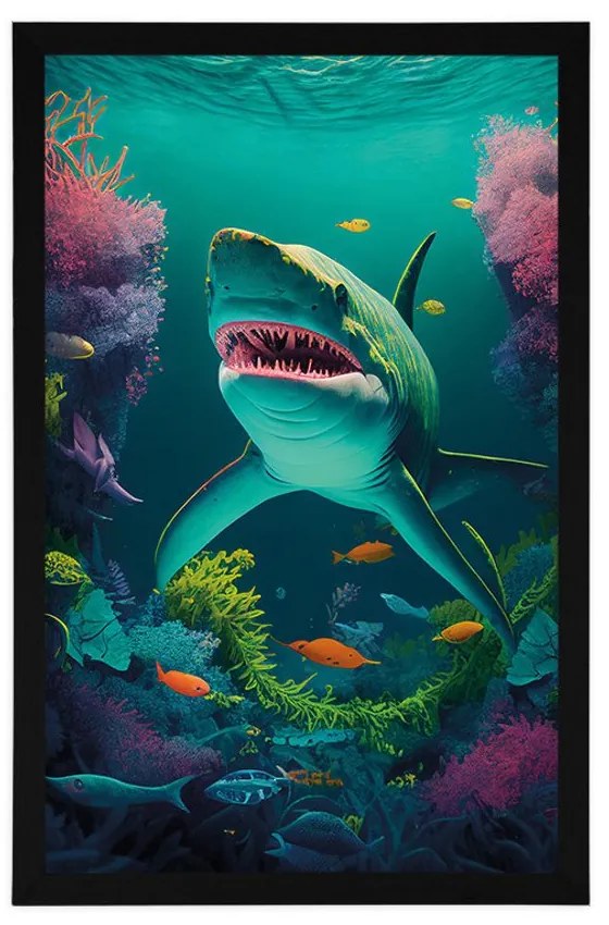 Poszter szürrealista cápa