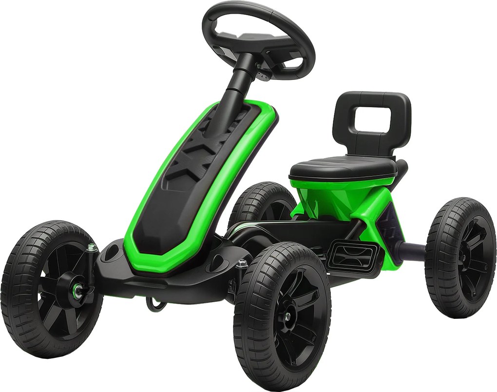 AIYAPLAY pedálos gokart — EVA csúszásmentes kerekek, fémváz, 30 kg teherbírás, 2–5 éveseknek, zöld | Aosom