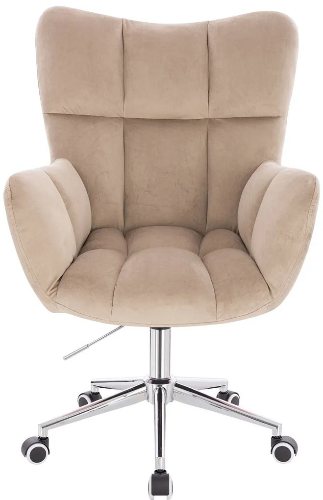 HR650K Latte modern velúr szék krómozott lábbal
