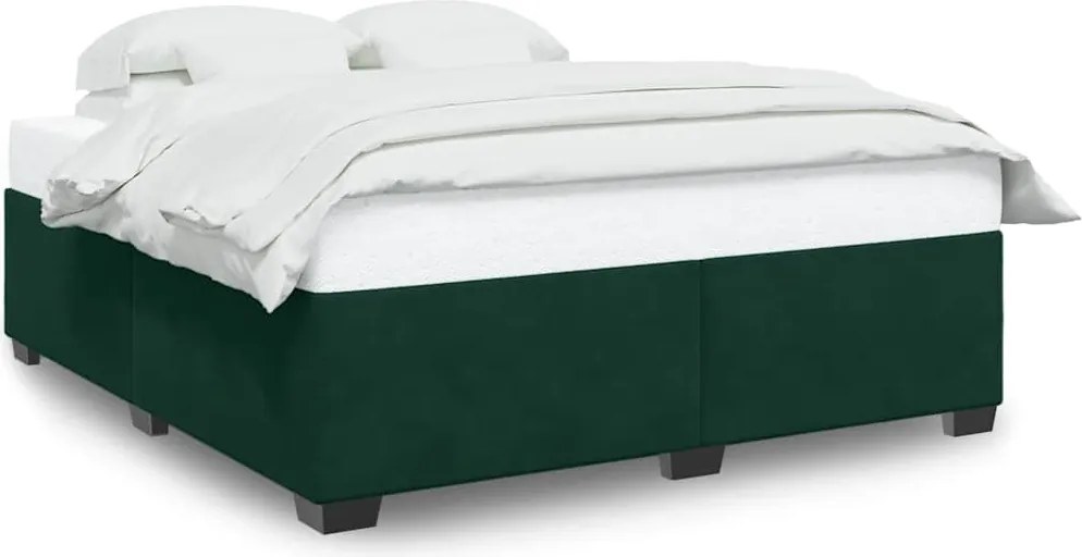 vidaXL sötétzöld bársony ágykeret matrac nélkül 200x200 cm