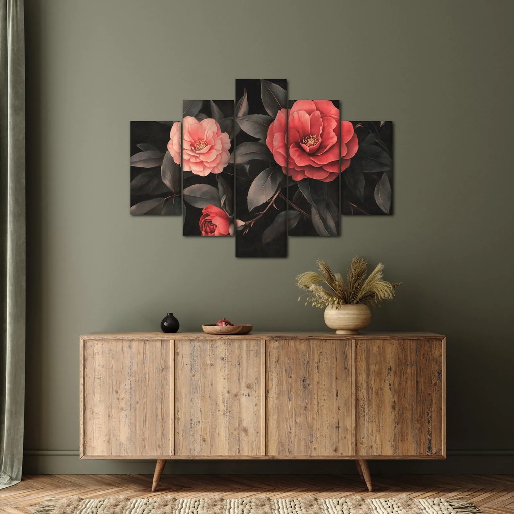 Kép - Vörös virágok sötét háttér előtt (150x105 cm)