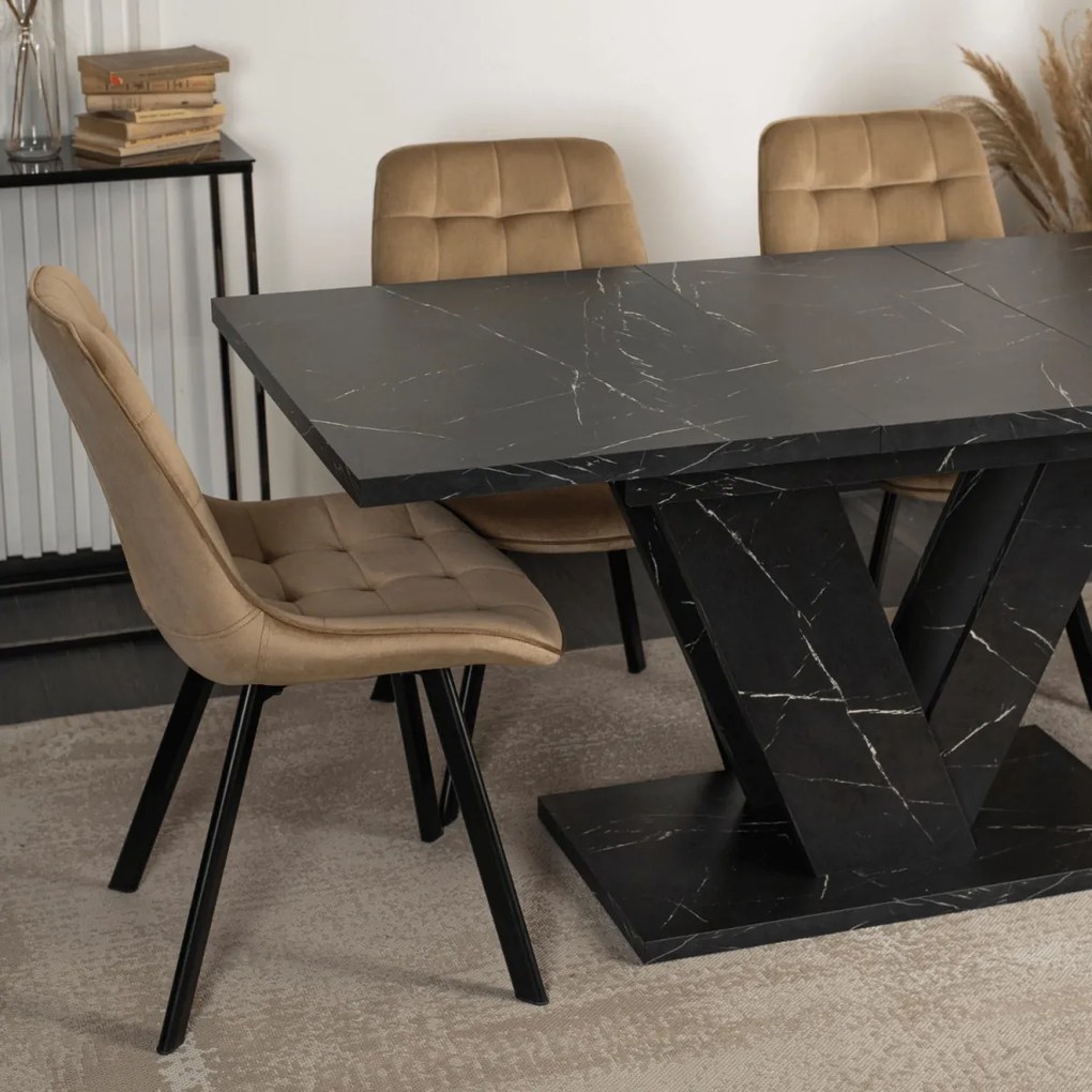 Stół CLARK Rozkładany 120-160 cm Czarny márvány
