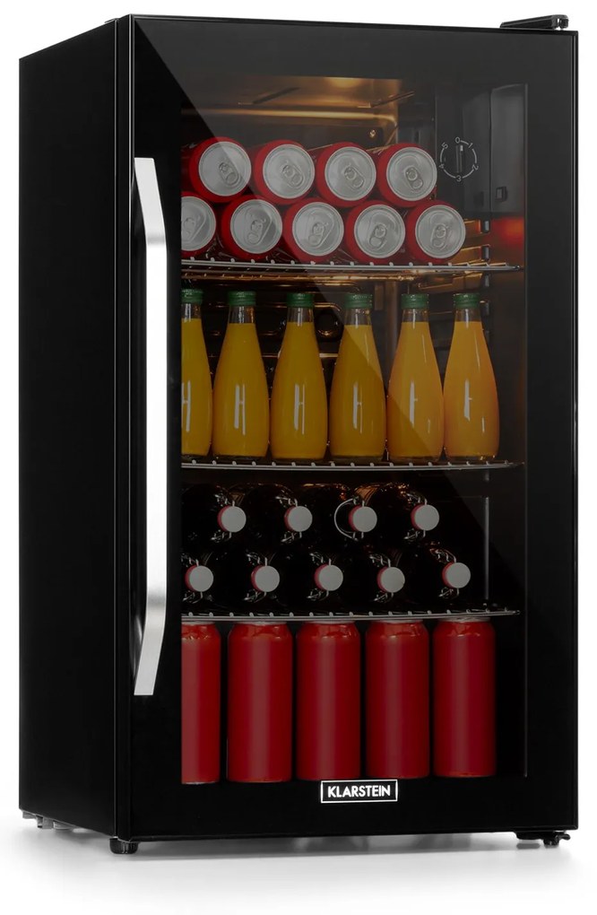 Klarstein Beersafe XXL Onyx, hűtőszekrény, E energiahatékonysági osztály, LED, 3 fém rács, panoráma üvegajtó