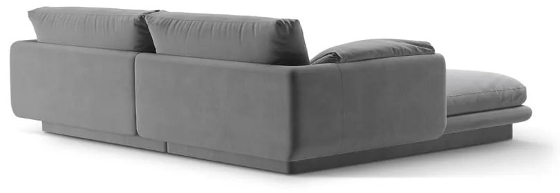 Világosszürke bársony sarokkanapé (jobb oldali-heverő résszel) Torino – Micadoni