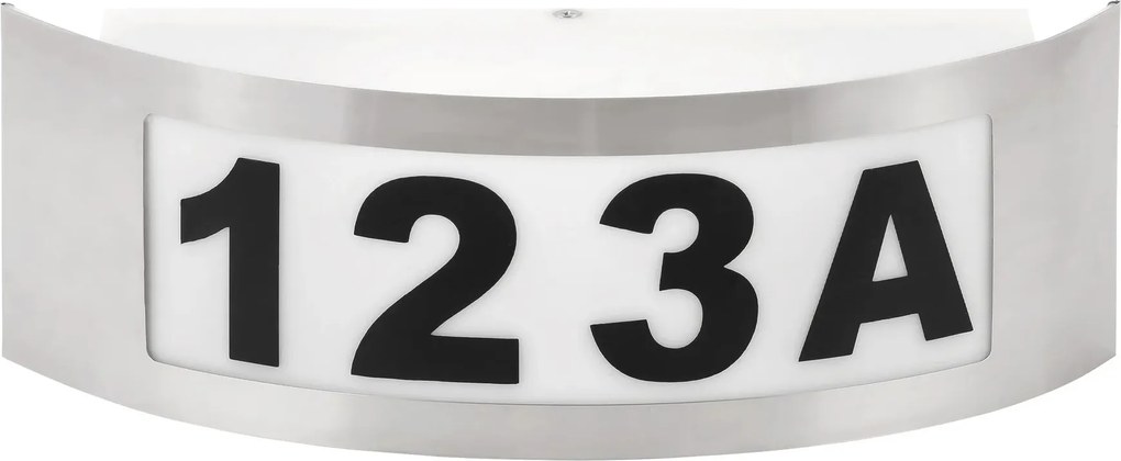 Megvilágított házszám ezüst kültéri fali lámpa félkör alakú Rabalux