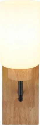 Globo 15977W Fali lámpa, fém sötét tölgy, fém matt fekete, üveg matt fehér, fényirány: felfelé, SzxM: 100x310mm, Mélység: 180mm, 1x E27 60W 230V izzó nélkül