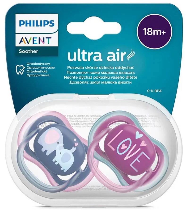 Baba cumi Ultra air Avent + 18 hónap - 2 darab lány elefánt