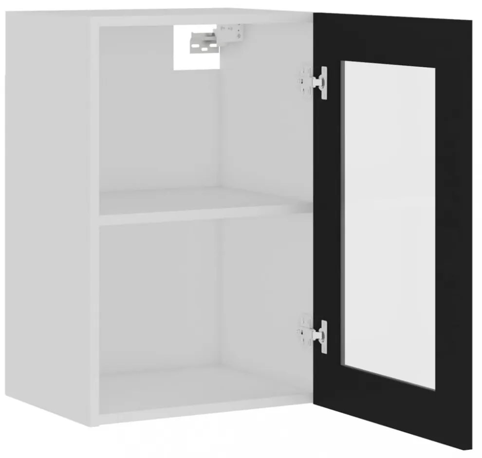 “Lyon” fekete szerelt fa függő üvegszekrény 40 x 31 x 60 cm