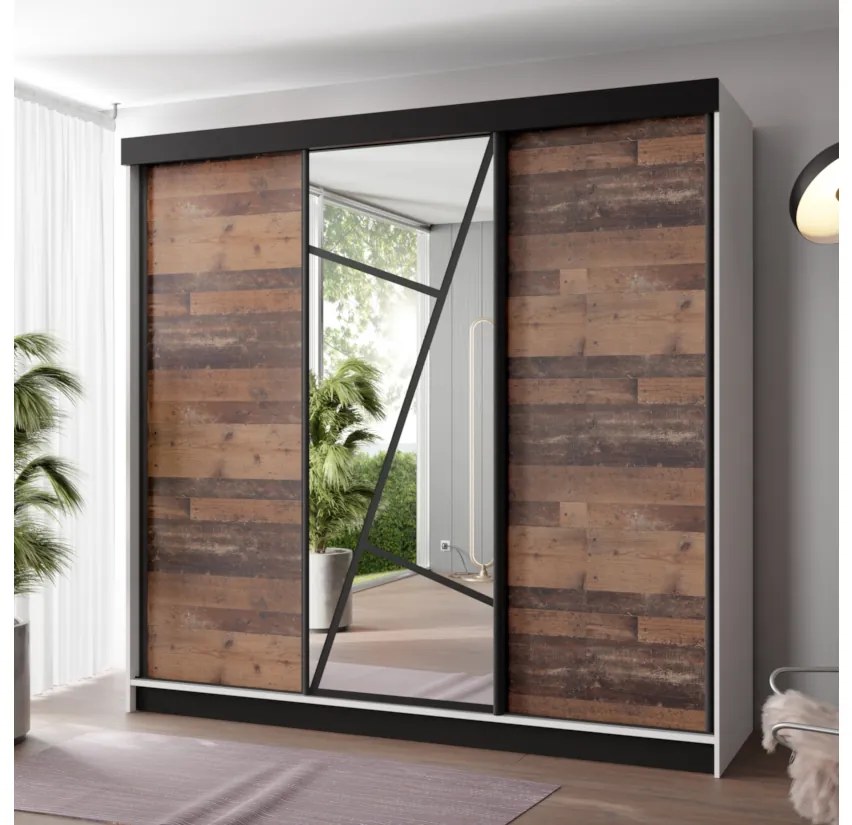 VENADA 2 ruhásszekrény, 200x205x59, fehér/old style