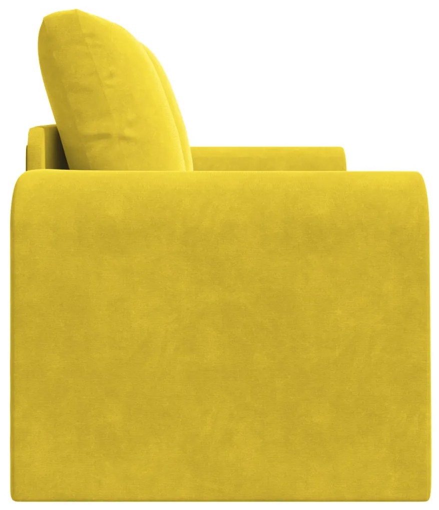 Padlószönyeg Kanapéágy 2 az 1-ben Sárga 148x71x83 cm Bársonyos