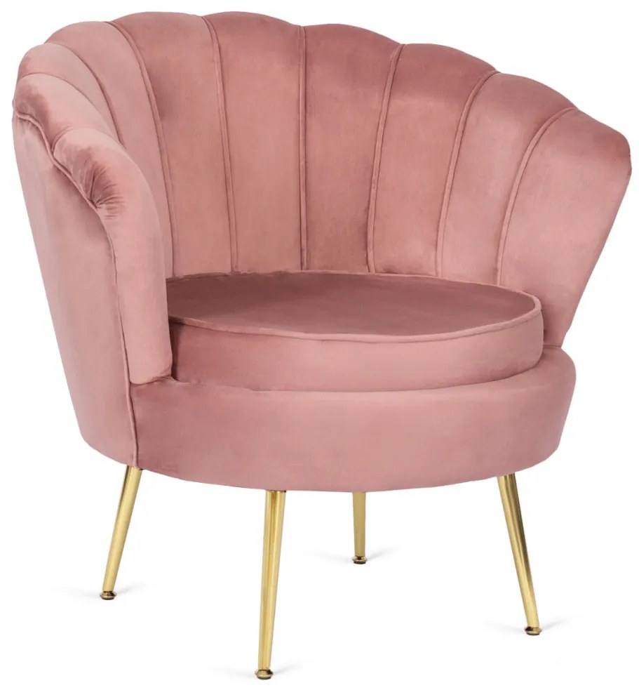 Elegáns Fotel Lábtartóval Rózsaszín Bársony Kárpittal. GRAND
