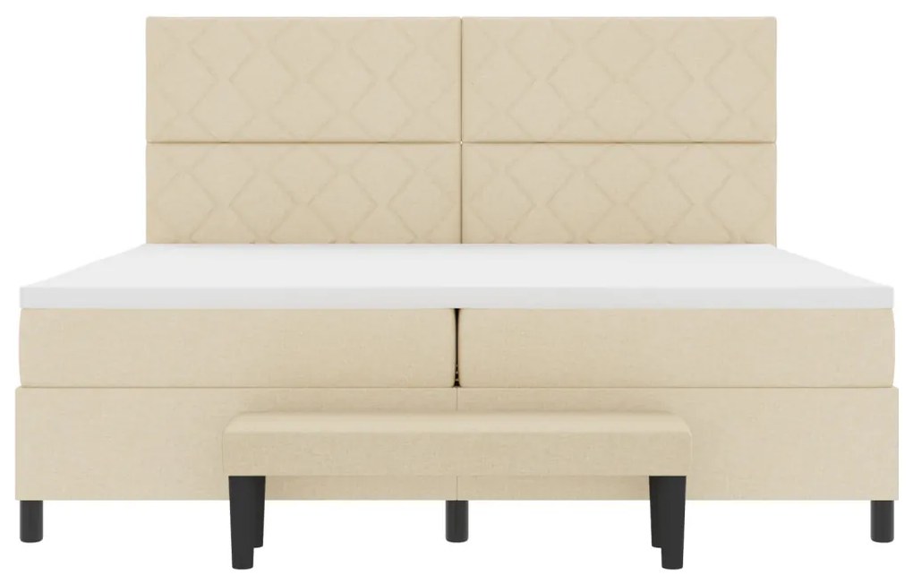 Box Spring ágy matraccal és paddal, krém 200x200 cm szövet