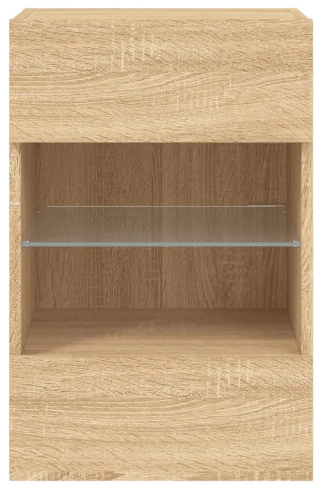 sonoma tölgy színű fali TV-szekrény LED-ekkel 40x30x60,5 cm