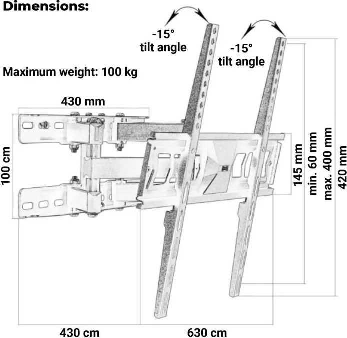 MOUNTY Fali konzol TV számára VESA 600 x 400