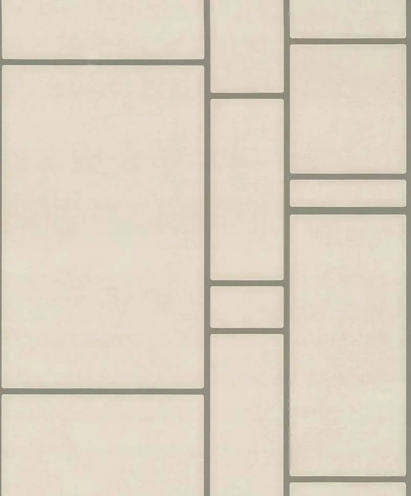 Vinil csempét utánzó bézs tapéta