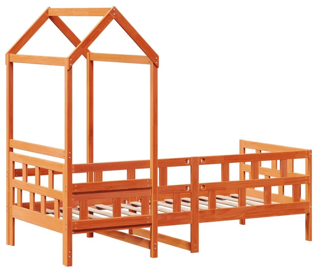 viaszbarna tömör fenyőfa kanapéágy tetővel 80 x 200 cm