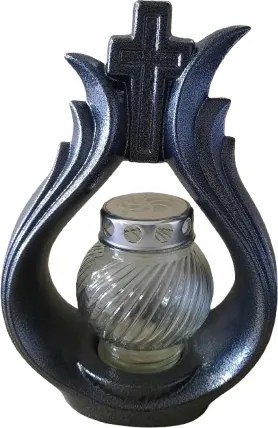 Kerámia mécses, Kerámia kápolna, fekete, Elegáns, 30CM