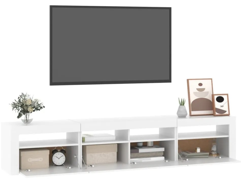 fehér TV-szekrény LED-lámpákkal 210x35x40 cm
