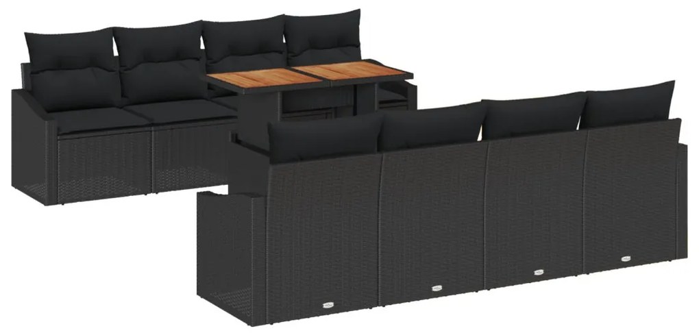 Kertiszofa Szett 7 Darabos Fekete Rattan Kertiszofa