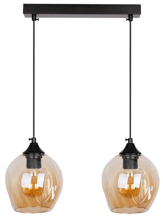 Fekete függőlámpa üveg búrával 14x48 cm Aspa – Candellux Lighting